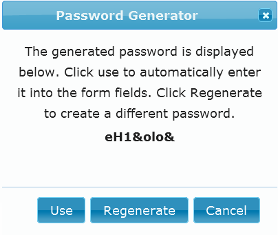 Popup Dialog Password Generator Window.