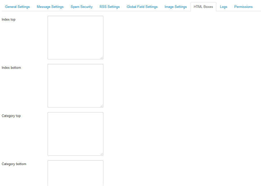 Component Settings - HTML Boxes.