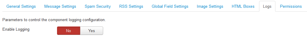 Component Settings - Logs.