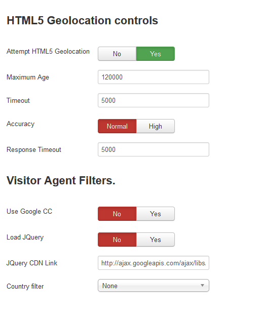 Visitors Agent Module HTML5 geolocation.